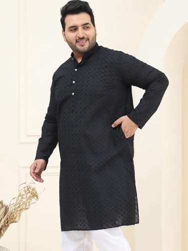 Image of SOJANYA Plus (Since 1958) Men's Silk Blend Embroidered Only Long Kurta