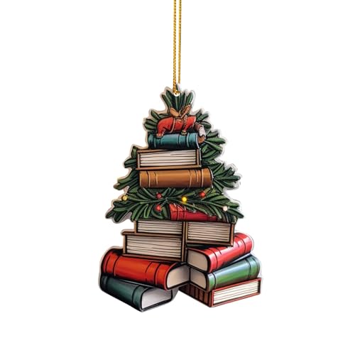 Decorazioni natalizie Acrilico Libri Divertenti Ornamenti per albero di Natale Palline Novità per Albero di Natale Forniture Artigianato Personalizzato Albero di Natale Appeso Aula Biblioteca Finestr