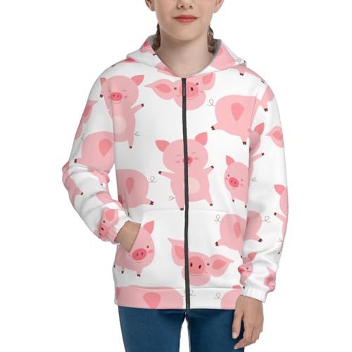 Kawaii Pigs Kid Hoodies Boys Zip Up Sweatshirts Girls Pullover with Pocket3