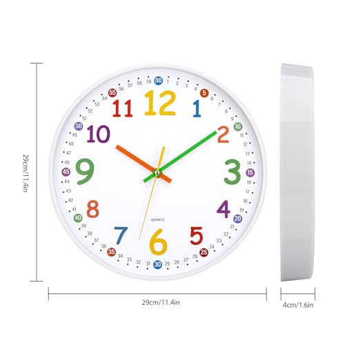 ACCSHINE Nietykający zegar ścienny, cichy, 30 cm, nowoczesny, kwarcowy, zasilany bateryjnie, łatwy do odczytania stereo do pomieszczeń, domu, kuchni, sypialni, dzieci (biały 2)