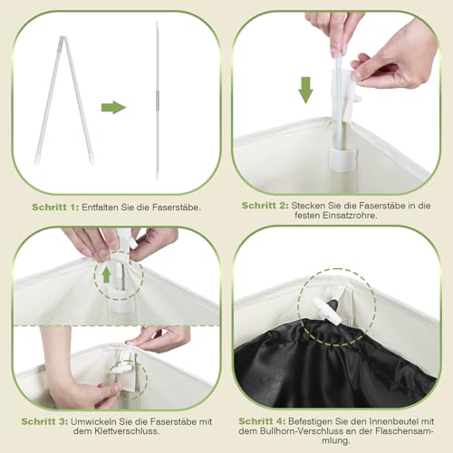 Pfandflaschen Sammelbehälter mit Deckel 100L, Groß Pfandflaschen Behälter mit 2 Tragetasche, Flaschensammler Leergut für Plastik- und Glasflaschen, Pfandbehälter mit Einwurf, Beige