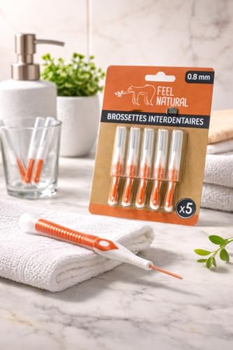 Kit 5 Brossettes Interdentaires 0,8mm - Nettoie les Espaces Interdentaires en Douceur - Nettoyage Dentaire Efficace - Accessoire Nettoyant Plaque Dentaire,...