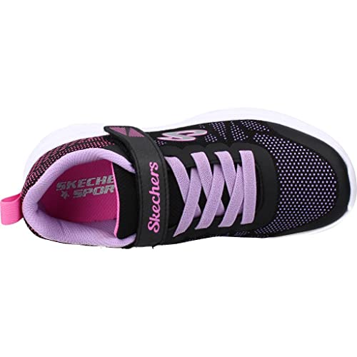 Skechers Baskets Dyna-Lights pour garçon, Bordure Multicolore en Maille Lavande Noire, 11 UK Child