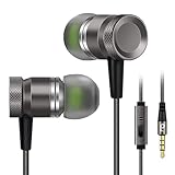 Rythsans Earbuds Headphones Microphone Deep Bass Stereo Noise Cancelling Metal Housing in Ear High Definition Earphones Wired Comfortable Fitness Lightweight Durable Sweatproof Headsets (Grey)