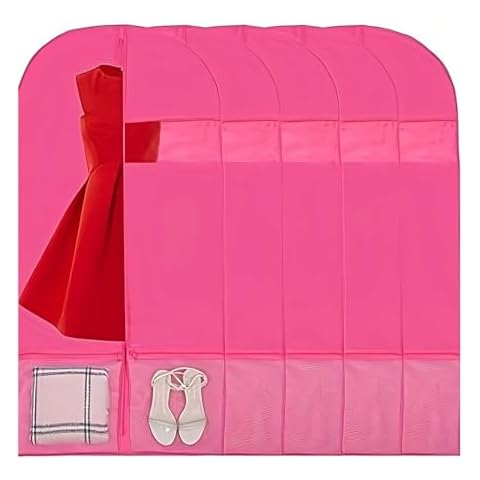 Kernorv Garment Bags Dance Costume Bags,51" Breathable Dance Dress Bag with 2 Zipper Mesh Pockets and Clear Window for Dance Costumes, Storage or Travel (5 Pack,Pink) Cover