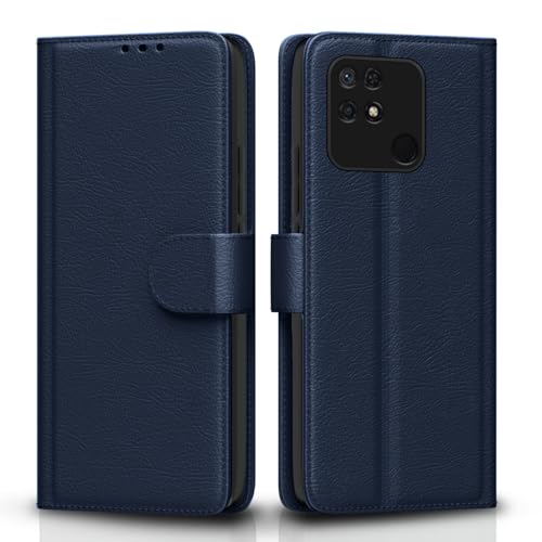 Pikkme Mi Redmi 10 / Redmi 10 Power Flip Cover | PU Leather Finish | 360 Protection | Wallet & Stand | Strong Magnetic Flip Case for Mi Redmi 10 / Redmi 10 Power (Blue)- Best and cheap mobile covers in India