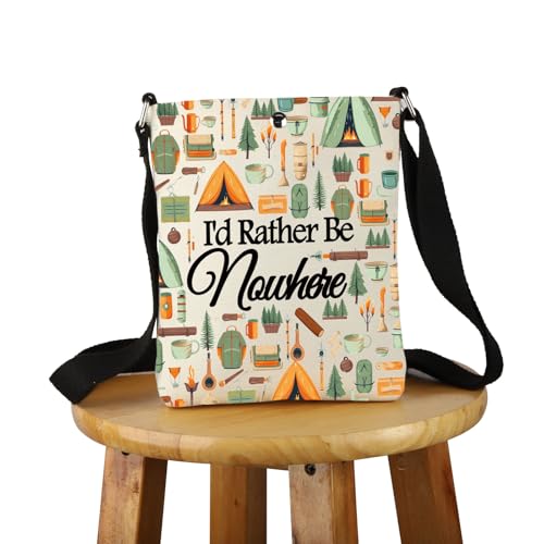 PWHAOO Camping Lover Gift I'd Rather Be Nowhere Crossbody Bag Vanlife Travel Bag Camper Van Gift4