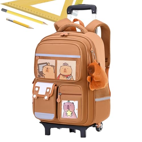 Sollee Mochila con Ruedas - Mochila con Estampado de Capibara y Asa Retráctil Ajustable en Altura, De Gran Capacidad con Asa Retráctil Y Ajustable Unisex para Viajes Trabajo Escuela