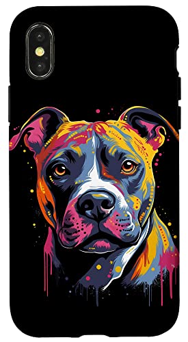 Amstaff American Staffordshire Terrier Cucciolo Colorato Nero Custodia per iPhone X/XS