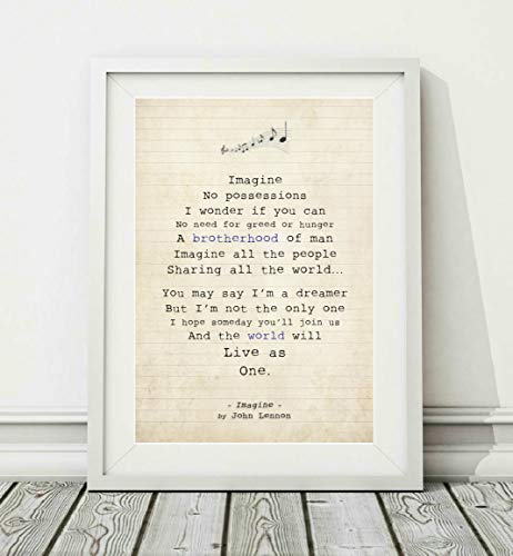 Didymus Co John Lennon - Imagine - Song Lyric Art Poster (UNFRAMED) - Format A4 A3 (A4)