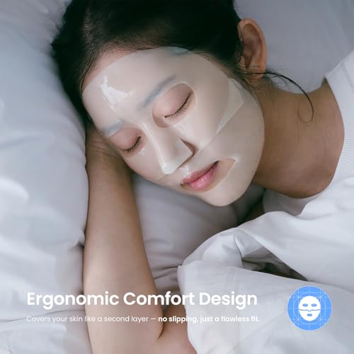 caraseoul Glowganic Pro Kolagenowa Maska do Twarzy, Koreańska Maska Hydrożelowa z Niacynamidem i Adenozyną, Rozświetlenie, Nawilżająca maseczka na noc z Korei [1.19 oz (34 g) x 16 szt.]