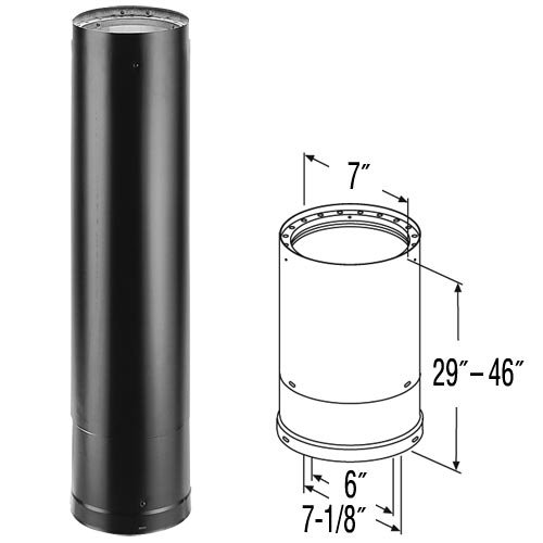 Simpson Duravent 8646 6\" x48\" Adjustable Stove Pipe