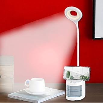 IDOLESHOP Rechargeable LED Touch On/Off Study Table Lamp Children Eye Protection Student Study Reading Dimmer (Multistorage + Night Light + Pen + Mobile Stand)