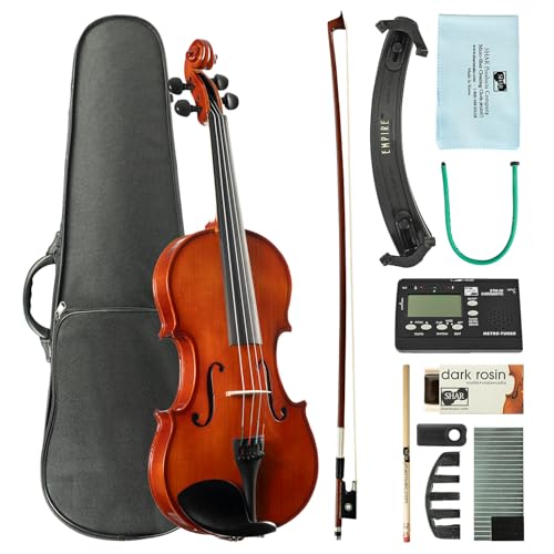 Full Size 4/4 Violin for Beginners Violins Starter Kit for Student& Adults Solid Wood Beginners Violin with Case Bow Rosin & All Accessories Complete Handmade Fiddle Set