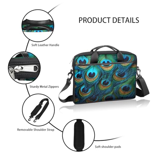 Bolso para portátil diseño pluma de pavo real 15 pulgadas miniatura 4