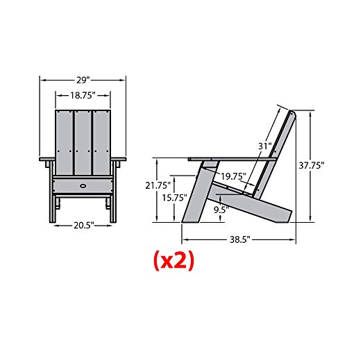 Highwood Italica Modern Adirondack Chairs, 2-Piece Set, Coastal Teak #TOP4