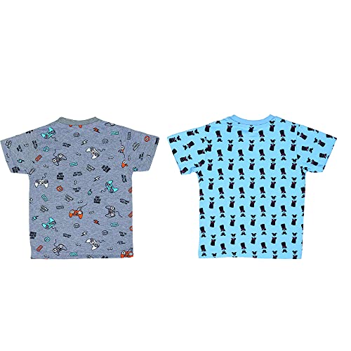 Image of Round Neck Tshirts | Half Sleeves Cotton Printed T Shirts Regular Fit for Boys (Pack of 2)