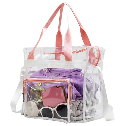 12x6x12 Stadium Bag - Clear Tote with Shoulder Strap, Stadium Approved for Concert, Work, Gym