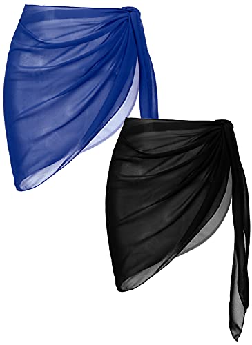 Image of Ekouaer 2 Pieces Women Beach Sarongs Sheer Cover Ups Chiffon Bikini Wrap Skirt for Swimwear S-XXL