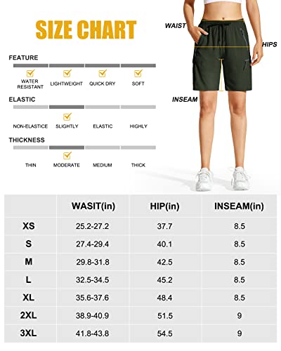 Capol Women's Hiking Cargo Shorts 8.5" Quick Dry Summer Shorts Lightweight For Golf Travel Athletic With Zipper Pockets Army Green Xs #TOP5