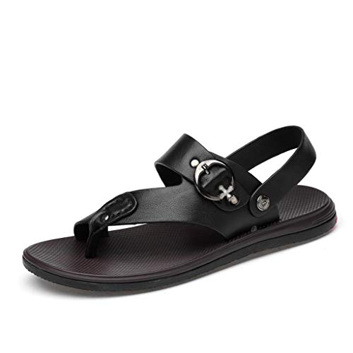 Zapatillas masculinas y sandalias de verano cómodas en cuero genuino para exteriores de moda