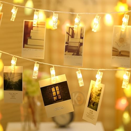 Image of K D Plastic Photo Clip String Lights - 3 Meter, 16 LED Warm Yellow Fairy Lights for Home, Room, Party & Festival Decoration (Photo Clip)