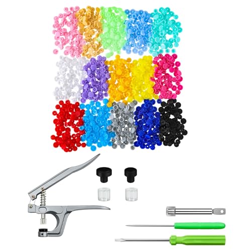 Plastic Snap for Fabric 150 Sets T5 Snap Buttons and Snap Pliers Set 15-Colors Plastic Snap Buttons for Sewing Snap Fasteners Kit for Sewing Clothing Crafting