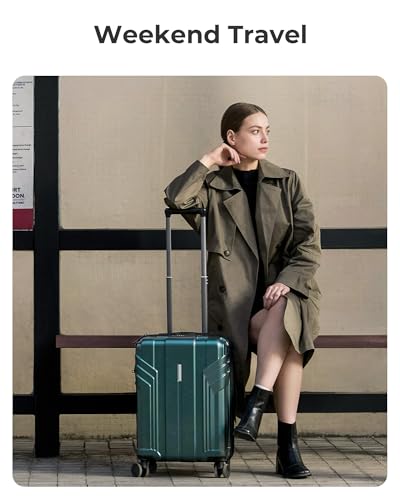 Image of BAGSMART Expandable Carry On Luggage 22x14x9 Airline Approved, 1OO% PC Lightweight Hard Shell Suitcase, 20 Inch Travel Luggage with Spinner Wheels,Carry on Olive Green