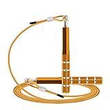Wastou 縄跳び スピード縄跳び トレーニング フィットネス エクササイズ用 調節可能 大人 ワークアウト 縄跳び 男女兼用 子供 女の子 (ゴールド)