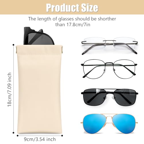 Image of Sightor Sunglass Case, 2 Pcs Soft Eyeglass Cases for Women Portable Squeeze Top Leather Glasses Pouch