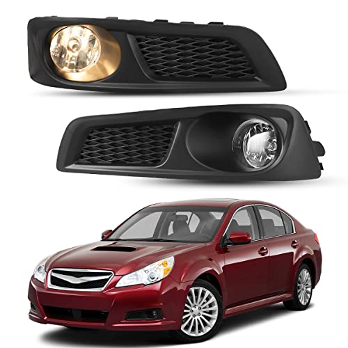 Nixon Offroad Fog Light Fit for 2010-2012 Subaru Legacy, 2 PCS Bumper Driving Fog Light Assembly, Fog Light Lamp Replacement Clear Lens W/Bulb - H11 12V 55W + Universal Switch + Wiring Harness Kit