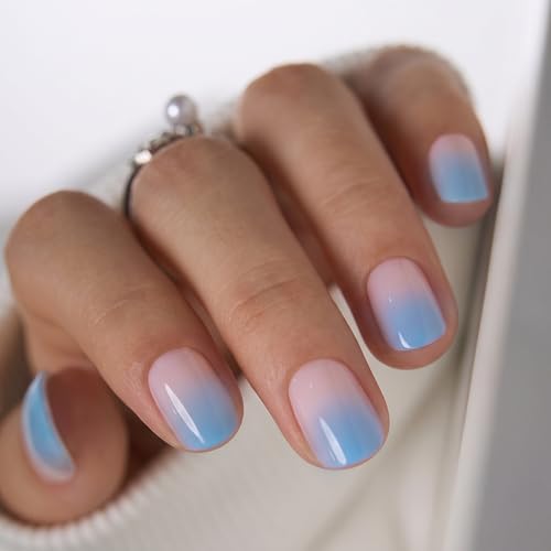 Image of CurvLife Short Oval Press On Nails, Gray, Pure Dusk, Soft Gel