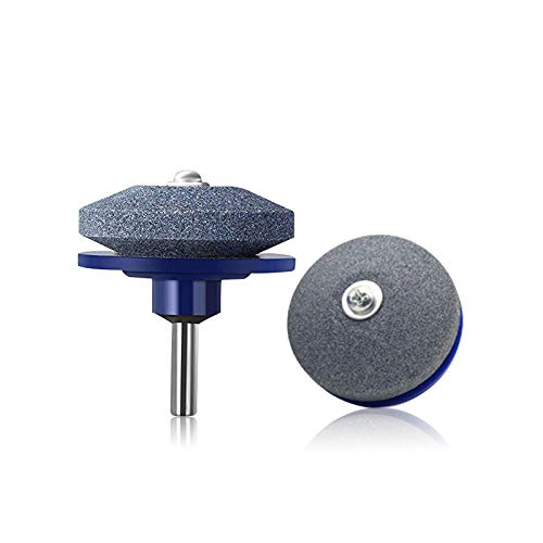 Lawn Mower Blade Sharpener,Mower Blade Balancer,Drill Bit Sharpener Sharpening Stone Alternative Wheel Stone for Lawn Mower for Any Power Drill Hand Drill (3 pcs Blue Lawn Mower,1 Blade Balancer)