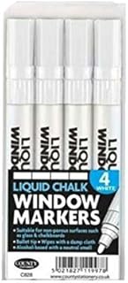 4PC LIQUID CHALK WINDOW MARKERS - PENS GLASS CHALK BOARDS MENU DISPLAY SIGN WIPE