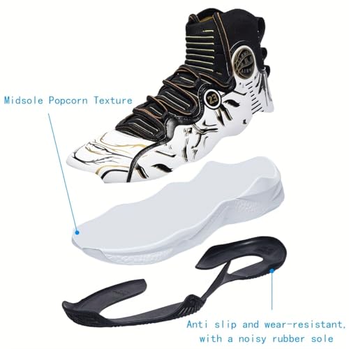 Men's High-Top Basketball Sneakers - Breathable, Non-Slip Rubber Sole with Shock Absorption, Durable & Stylish for Running and Casual Wear3