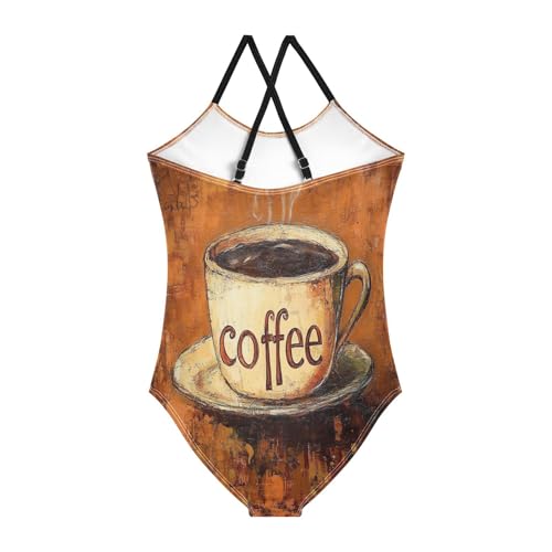 KLL Girls Swimsuit Beach Swimwear Girls Swim Suit 5-6T Coffee2