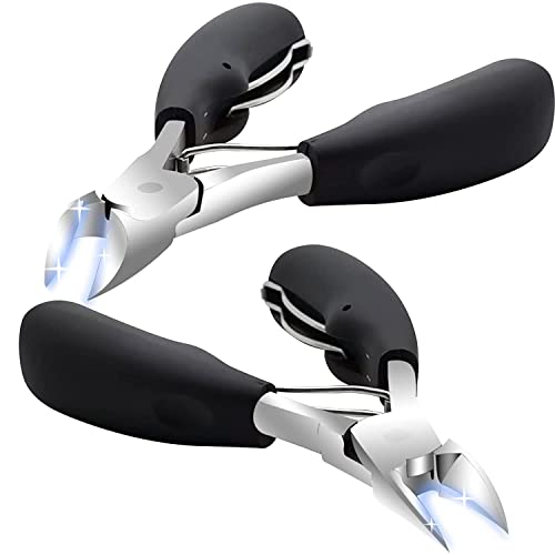 2 Stücke Nagelzange Kopfschneider Set Präzision Fußnagel Knipser Nagelschere aus Edelstahl Für Dicke Und Tiefe Eingewachsene Fußnägel und Fingernägel, Schwarzer Cover