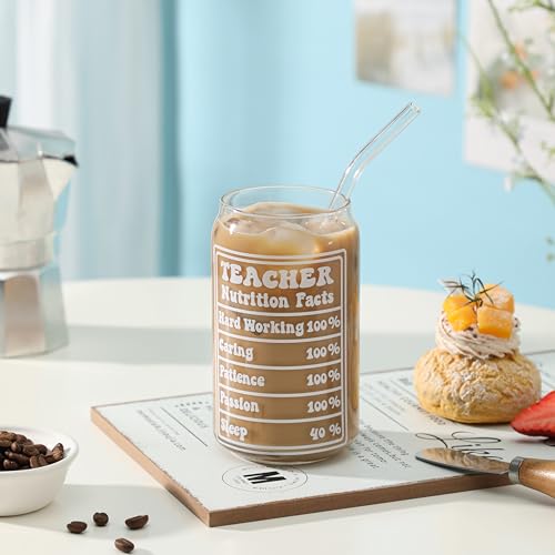 WODOHOLO Teacher Appreciation Gifts, 16oz Glass Cup with Straw and Lid, Teacher Gifts for Women,Teachers Appreciation Week,Birthday, Back To School,Retirement - Image 5
