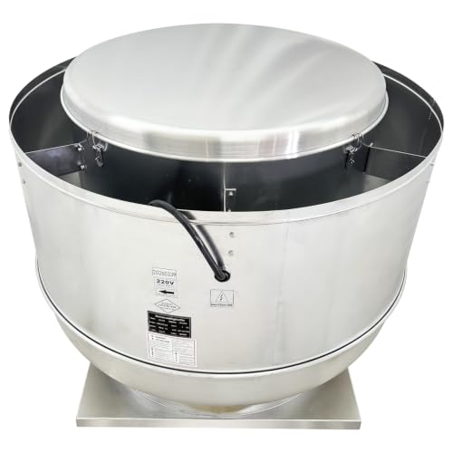Ventilador de techo centrífugo industrial de extracción 220V 3 fases | Carcasa de aluminio, IP55 resistente al clima, flujo de aire 13,930–24,390 m3/h, para bodegas, talleres, restaurantes y estacionamientos miniatura 1