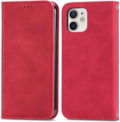 Étui à rabat pour iPhone 13 Pro Max étui portefeuille rouge antichoc TPU