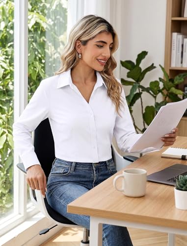 Image of Zeagoo Women's Wrinkle Free Button Down Shirts Long Sleeve Dress Shirts Collared Business Casual Blouses Tops XS-3XL