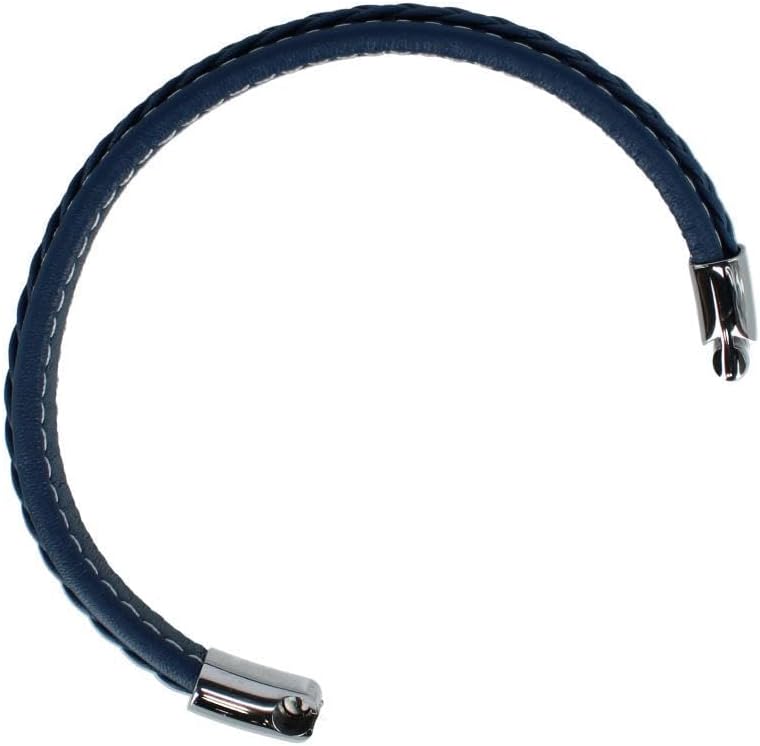 Trafalgar Men's Amari's Azure Stitched Leather Secure Clasped Bracelet - Image 4