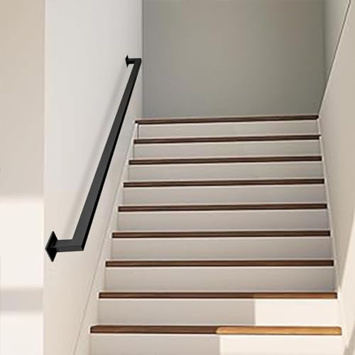 Rampe d'escalier en tube industriel noir de 2 pieds pour marches et intérieur