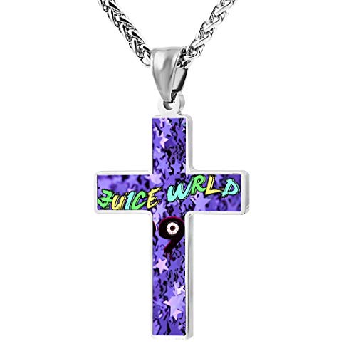 Juice-Wrld-999 Religious Cross Necklace Pendant Chain Silvery Jewelry Zinc Alloy Men