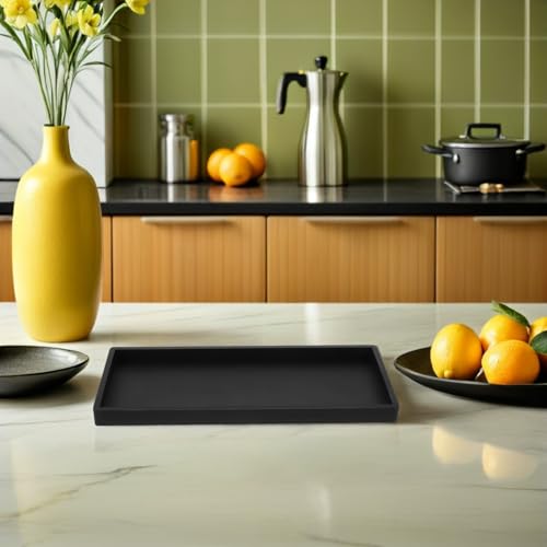 Bandeja de silicona negra rectangular SHINEOFI 31 cm soporte elegante de diseño minimalista 5