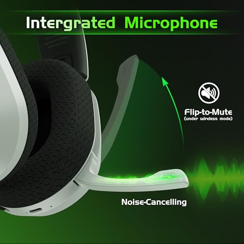 Image of Gvyugke Wireless Gaming Headset for Xbox Series X /S, Xbox One, PS5, PC, Bluetooth 6.0 Gaming Headphones with Flip-to-Mute Noise-Canceling Mic, 70-Hour Playtime, Foldable, 3D Surround Sound - White