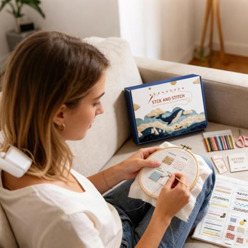 Libros de costura Erconsso y kit de bordado portátil con instrucciones de manualidades 3