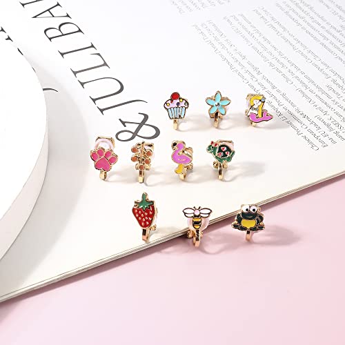 Jerywe 24 Pairs Clip On Earrings For Women Girls Cute Animal Flower Heart Clip On Earrings Set For Non Pierced Ears Mixed Color Painless Non-Piercing Earrings Pack Hypoallergenic #TOP5