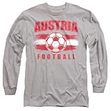 Popfunk Austria World Football Fan Flag Pride Soccer Ball Unisex Adult Long-Sleeve T Shirt, Athletic Heather, 2X-Large