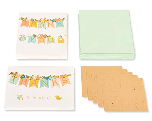Image of Papyrus Baby Thank You Cards with Envelopes, Floral (20-Count)